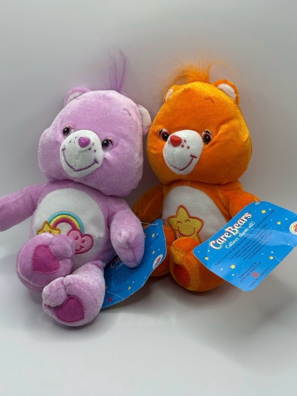 VTG 2005 Lot Of Two Care Bears Plush Best Friend & Laugh-A-Lot Bear With Tags 8”